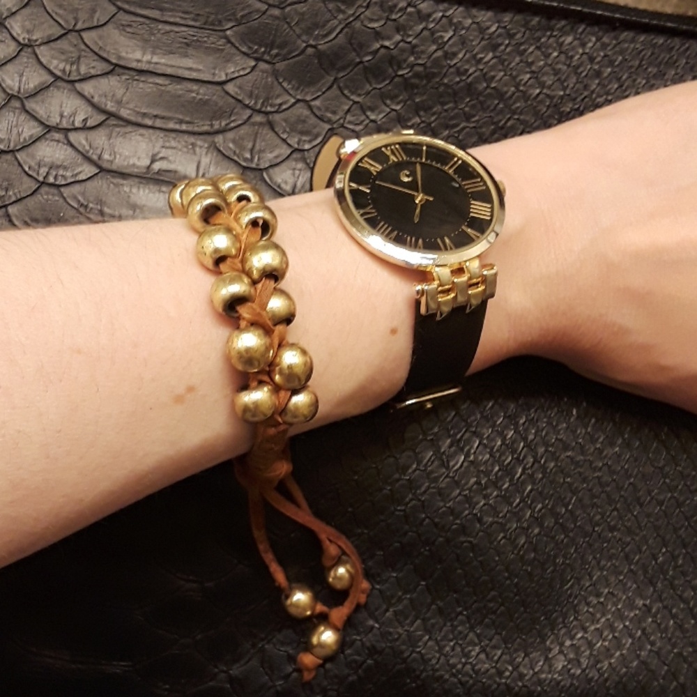 Lucky Brand Toggle Button Closure Leather Bracelet